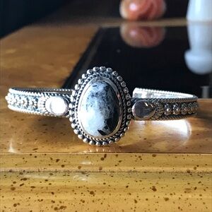 White Buffalo Sterling Silver Cuff Bracelet